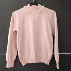 【未使用】アースミュージック＆エコロジー　ハイネック　セーター　パール付き　M