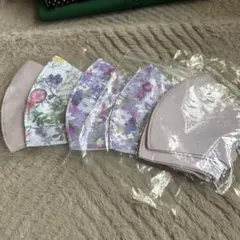 フラワーデザイン布製マスク5枚セット