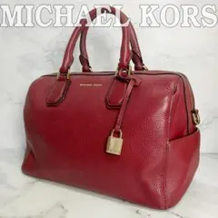 B721【人気】MICHAEL KORS★シボ革バーガンディ ミニボストンバッグ