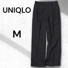 【UNIQLO】リネンブレンド タックワイドパンツ M ブラック