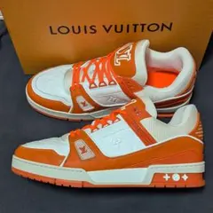 新品同様 ルイヴィトン スニーカー LVトレイナー・ライン 白×橙 27.0cm