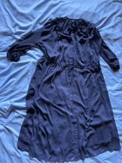 UNIQLO ダークブルー シースルー半袖ひざ丈ワンピース　XXL