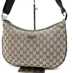 【美品】　【訳あり】GUCCI ハーフムーン ワンショルダーバッグ　ブラック　GG総柄 GUCCI ショルダーバッグ Gロゴ ハーフムーン ナイロン×レザー ブラック