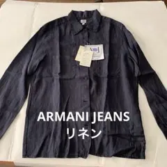 新品未使用 Armani Jeans 長袖 シャツ 黒　リネン　イタリア 42のサムネイル