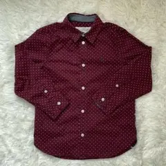 H&M ドット柄長袖シャツ ワインレッド キッズ 120 ホリデーシーズン