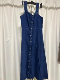 GU デニムノースリーブロングワンピース M