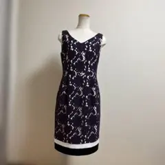 sov. バイカラー 総レース ノースリーブ ひざ丈ワンピースのサムネイル