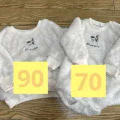 兄弟おそろい　Cottoli ピノキオふわふわロンパース