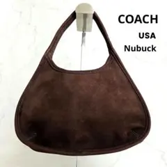 希少 ヌバック USA製 オールドコーチ 4399 ハーフムーン 本革 ブラウン