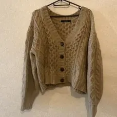 ダブルクローゼット ベージュ ケーブルニット カーディガン 長袖