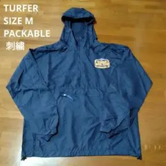 TURFER アノラック M ネイビー 刺繍 パッカブル US古着
