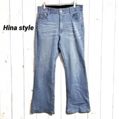 hina ひなスタイル フレアジーンズ デニム 大きいサイズ LL