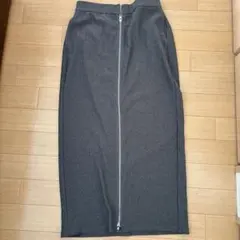 GU グレー XL タイトスカート フロントジッパー