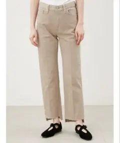 MilaOwen 裾段差テーパードデニムパンツ　ベージュ