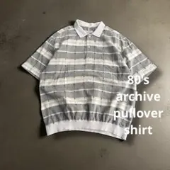 【希少】80s 古着 ストライプ総柄 ポロシャツ CITYBOY 短丈アーカイブ