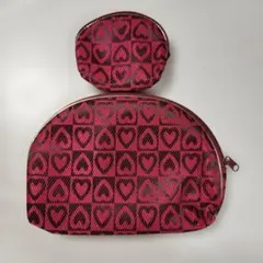 ハート模様のピンクポーチセット