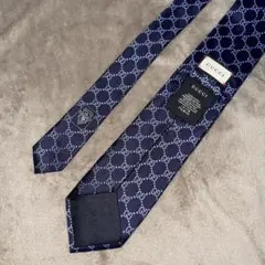 極美品✨ 定番 GUCCI ネクタイ シルクGG柄 ネイビー系