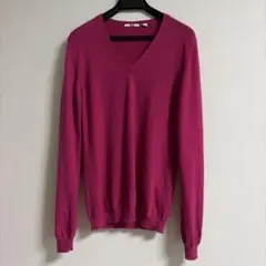 ユニクロ　カシミヤセーター　ピンク Vネックセーター Lサイズ