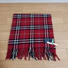 BURBERRY 100%カシミヤ マフラー レッドチェックのサムネイル