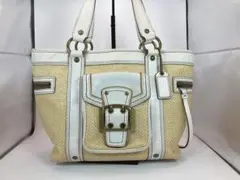 コーチ COACH カゴバッグ ハンドバッグ ストロー　チャーム付き