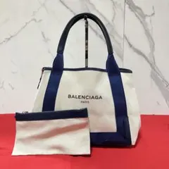 ✨美品✨ BALENCIAGA ネイビーカバス トートバッグ キャンバス ブルーのサムネイル