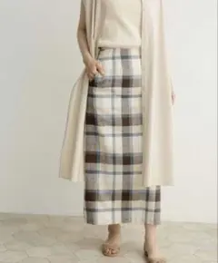 URBAN RESEARCH DOORS チェック柄スカート 【S】 リネン混