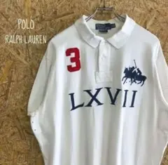 90s☆ポロラルフローレン☆ポニー　刺繍ロゴ　半袖　ポロシャツ　XL 古着