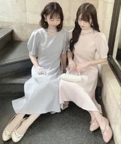 【匿名配送】パール刺繍チョーカーワンピース ドレス オケージョン