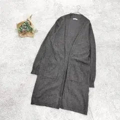 B2350【コエ】カーディガン/羽織/ロング/チャコールグレー/L