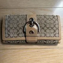 coach コーチ　長財布　ソーホー　シグネチャー　レザー　ブラウン　キャンバス