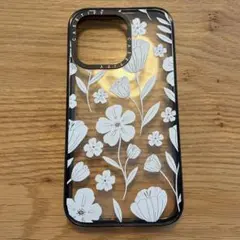 ケースティファイ　iPhone13pro 花柄　iPhoneケース　クリア　黒