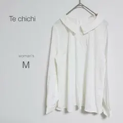 【テチチ】ブラウス【M】無地 白 上品 きれいめ 落ち着き感 美品 カジュアルのサムネイル