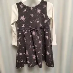 メゾピアノ　花柄リボン付き長袖ワンピース 120cm