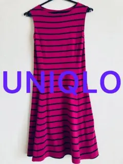 UNIQLO ノースリーブ ワンピース S ピンク　ネイビー　ストライプ
