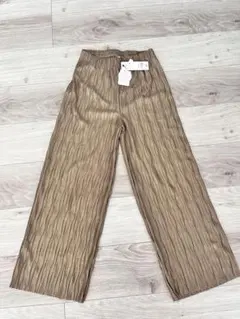 ブラウン プリーツ加工 ロングパンツ 150