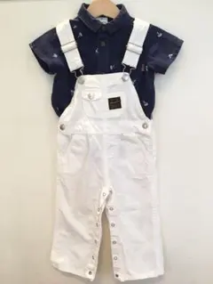 デニムロンパース オーバーオール＆シャツセット