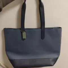COACH 青色 レザー トートバッグ