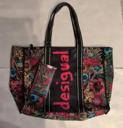 Desigual トートバッグ 花柄 ポーチ付き