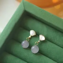ゴールド アメジスト パール ピアス
