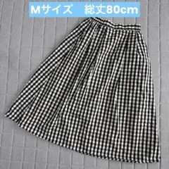 着用数回　ギンガムチェック　スカート　ロングスカート　裏地付き　Mサイズ