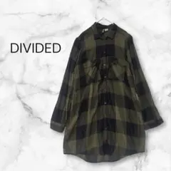 DIVIDED H&M ボタンダウンチェック柄シャツ　ロング　カジュアル　Lのサムネイル