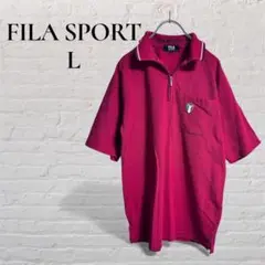 【FILA SPORT】【L】ポロシャツ　ゴルフ　半袖　練習　ファスナー　赤のサムネイル