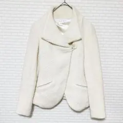 manies ダブルブレストジャケット ホワイト 中古 古着 入学式 ツイード