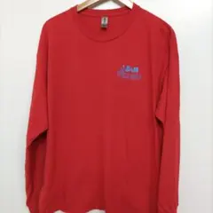 GILDAN 企業ロゴ 両面＆袖プリント ロンT XL レッド US古着