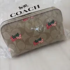 COACH コーチ コスメポーチ 化粧ポーチ ストロベリー いちご柄 未使用品のサムネイル