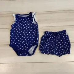 Baby GAPネイビー水玉ロンパース&ショートパンツセット 12-18ヶ月