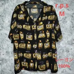 r.p.s レーヨンシャツ 半袖シャツ 香水柄 総柄 ヴィンテージ レディースのサムネイル