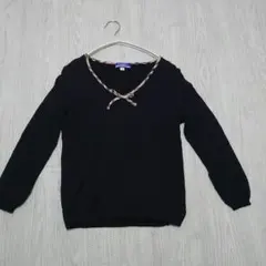 バーバリーブルーレーベル 春ニット リボン ホース刺繍 Mサイズ 7分袖