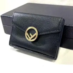 美品　フェンディ　エフイズ　折り財布　黒　金ロゴ　三つ折り財布　人気