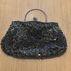 匿名配送　ビーズ刺繍 パーティーバッグ 黒